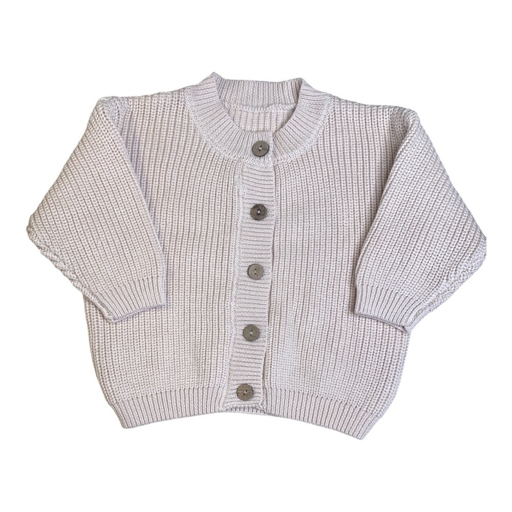 NWOT‎ Toddler Cream Knit Botton Down Cardigan with Functional Wooden Buttons